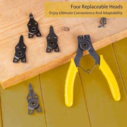 Image of Deli DL104506 Internal & External Circlip Pliers Sets 6 inch Carbon Steel Heavy Duty with Bent Nose Tip & Anti Slip Grip Snap Ring Plier Kit Retaining Hand Tool for Shafts Circlip-Fitting (5Pc, Black)