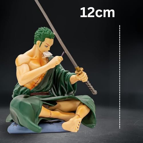 Image of FUNFOB Zoro Action Figure Height - 12cm Collectible for Anime Fans Manga Weeb PVC Multicolour | Z-oro Sitting