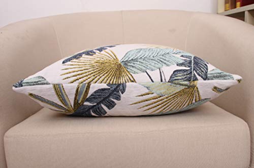 Yeiotsy Pillow Case, Decorative Tropical Leaf Throw Pillow Cover Heavy Fabric Jacquard Chenille (Yellow, 18 X 18 Inches) #TOP2