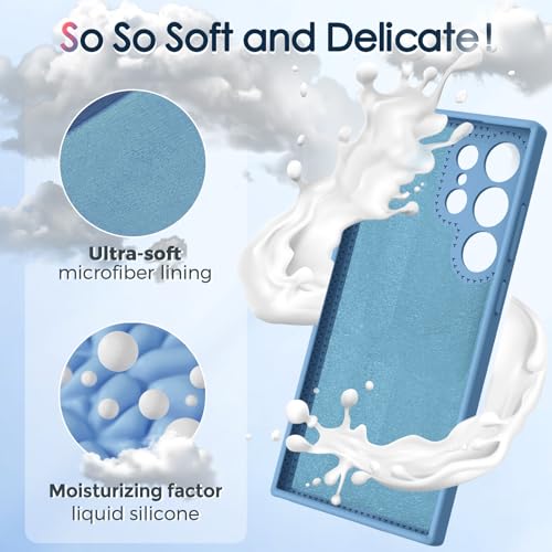 Image of Mag-Ring for Galaxy S25 Ultra Case, Liquid Silicone [Moisturizing Factor] Exreme Soft Slim Phone Case with Stand for Galaxy S25 Ultra 6.9 inch Men Women, Mint Blue