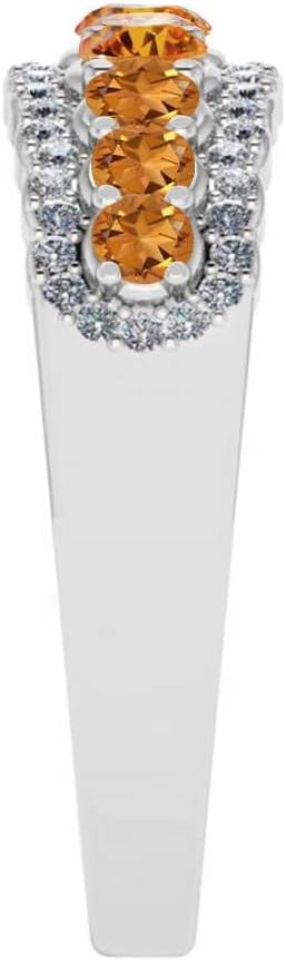 Natural Citrine and Diamond Ring in Solid 14K Gold or 925 Sterling Silver – November Birthstone Ring – Elegant Stackable Band for Women