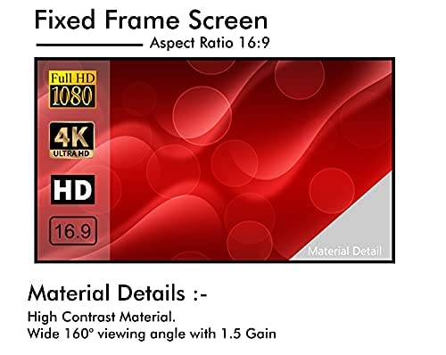 Image of BIG VUE 1 Cm Edge 150 Inches Fixed Frame Projector Screen 16:9 Diagonal Active 3D 4K Ultra Hd Projector Screen (150 Inch, High Contrast Alr)