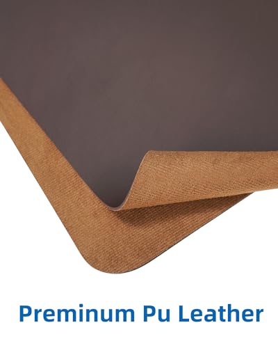 Image of AFIING Leather Desk Pad Protector,Mouse Pad,Office Desk Mat, Non-Slip PU Leather Desk Blotter,Large desk mat,Waterproof Keyboard mat for Office /Home /Decor (Coffee,55 inch inch x 17 inch inch)