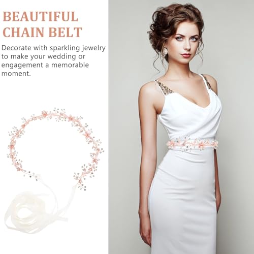 Ceinture de mariage faite main en cristaux et chaîne or rose - 3