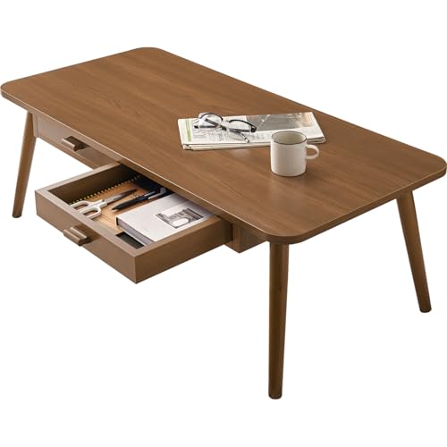 萩原 テーブル ローテーブル 収納付き センターテーブル 長方形 【便利な 両面 引き出し】引き出し付き 幅 100 奥行 40 高さ 37 ブラウン MT-6383BR