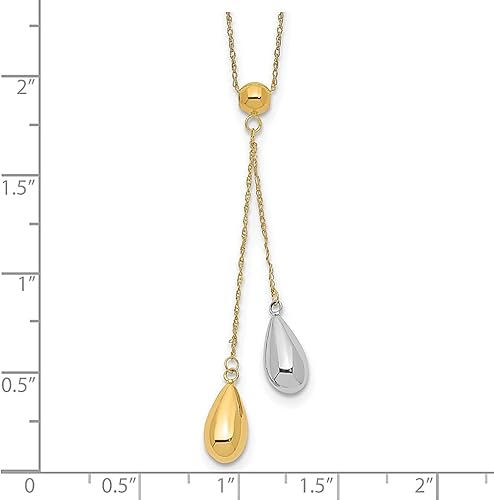 Miniatura 3 de Collar de cadena de oro blanco amarillo de 14 quilates con forma de lágrima de oro blanco y amarillo, colgante de gota, joyería fina para mujer,