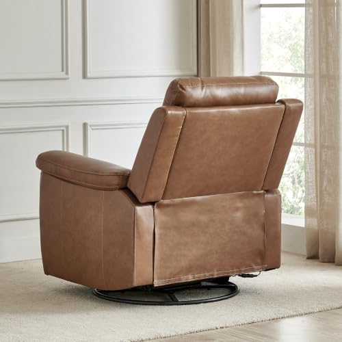 Image of Home Centre Nevil| Electric Recliner | Swivel Recliner|Half Leather|1 Seater Recliner|Tan1 Year Warranty