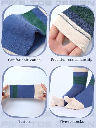 Image of Fourluoo 6 Pairs Women Cotton Athletic Toe Socks