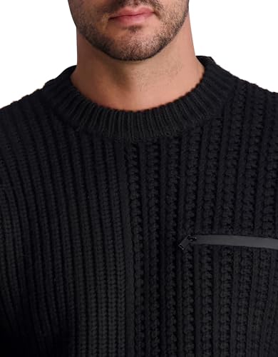 KARL LAGERFELD Men's 1 Chest Zip Pocket Soft Sweater4