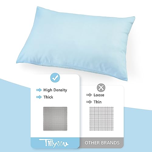 Image of TILLYOU Toddler Pillowcase 2 Pack with Envelope Closure,13 inch x 18 inch Silky Soft Microfiber Travel Kids Pillowcase for Boys and Girls,Aqua Blue