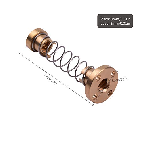 Btuty 2pcs T8 Parafuso de Chumbo Porca Anti-folga Mola Carregado Porca Passo 8mm Chumbo 8mm para Imp