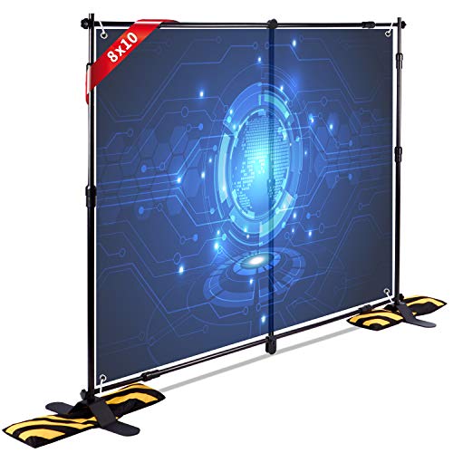 T-SIGN 10x8 ft Professional Step and Repeat Backdrop Banner Stand Large Heavy Duty Telescopic, Trade Show Photo Booth Background, Carry Bag, Sand Bags