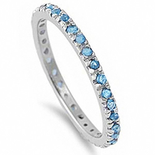 Blue Apple Co. Stackable Eternity Wedding Engagement Band Ring Round CZ 925 Sterling Silver Choose Color