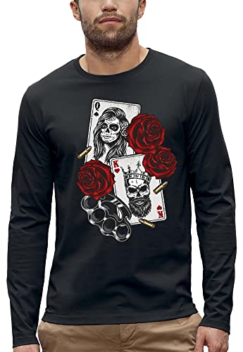 T-Shirt Manches Longues Gangsters imprimé cartes de poker homme