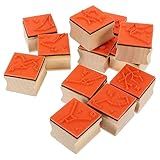 EXCEART 12個 12星座アザラシ ステッカー カード ブロック ペット メタリックな diyの手工芸品の装飾 装飾木製スタンプ ブック木製スタンプ 小さなスタンプ 繊細なスタンプ