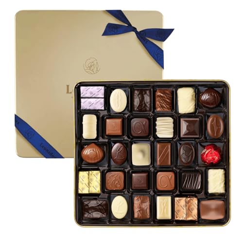 Image of Leonidas Heritage Gold Tin – Fine Belgian Chocolate Assortment (30 Pieces) Timeless Tin. Irresistible Taste. Crafted in Belgium.
