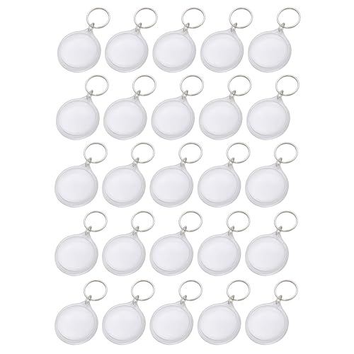 Llaveros redondos de acrílico transparente de 1.4 pulgadas para fotos, pack de 25 unidades