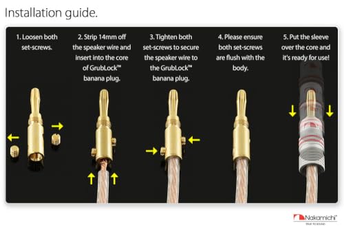 Image of Nakamichi Excel Series 24k Gold Plated Banana Plug 12 AWG - 18 AWG Gauge Size 4mm for Speakers Amplifier Hi-Fi AV Receiver Stereo Home Theatre Audio Wire Cable Screw Connector, 36 Pcs (18-Pairs)
