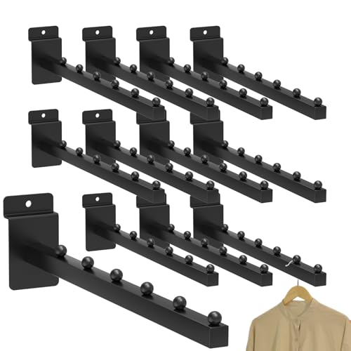 Mqkiwao 12-Pack 6 Ball Waterfall Slatwall Hooks, 12 Inch Slatwall Accessory With Faceout Hooks And Hangers, This Slat Wall Waterfall Hook Heavy Duty Accessories For Retail Organization(Black)