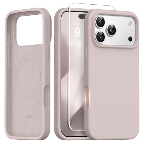GONEZ Magnetic for iPhone 17 Pro Case, [Compatible with MagSafe] Anti-Scratch Microfiber Lining & Screen Protector, Silicone Camera Control, Shockproof Slim Phone Cover 6.3 inch, Light Taro by GONEZ - Used condition - US$6.45