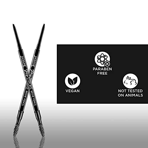 Image of JAQULINE USA Pro Stroke Eyebrow Pencil | Waterproof & Smudge-Proof | One Swipe Application | Natural & Long-Lasting Finish | For Denser, Fuller Eyebrows | Easy to Use | Cruelty-Free | Black, 0.35g
