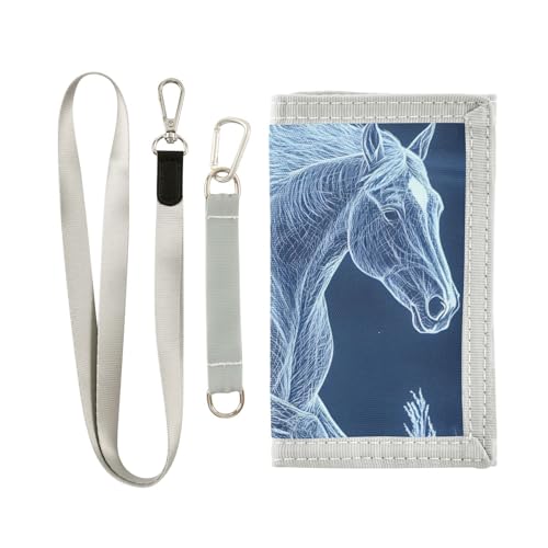 FOLIOSA Kids Wallet for Boys Girls Art Horse Print Youth Wallet with Zipper Pocket Card Holders, Novelty Wallet 4.9×2.9 in