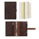 Wonderpool Leather Journal Refillable Binder A6 Writing Notebook Folder Organiser with Dotted Paper
