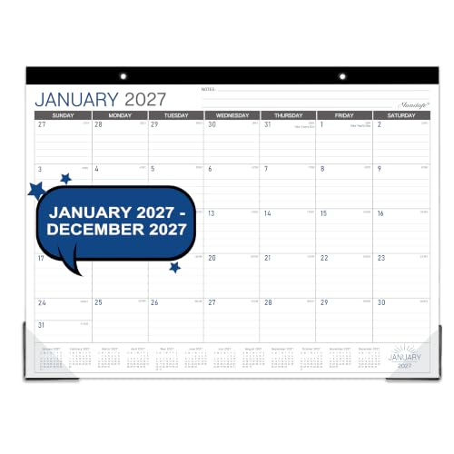 Image of 2027 Desk Calendar - Desk Calendar 2027, Jan. - Dec. 2027, 14.6 inch x 11.5 inch | 2027 Calendar 12 Months, Desk Calendars with Corner Protectors, Large Ruled Blocks, Thick Paper, Desktop Calendar for Planner