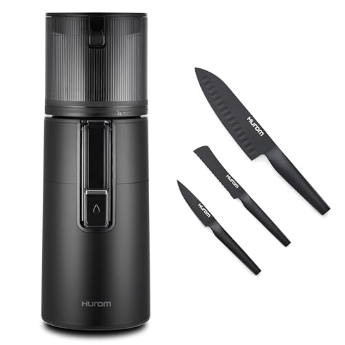 Hurom Black H400 Award Winning Cold Press Juicer Machine with German Steel Knife Set, Strainer & Hands Free with Self-Feeding Hopper, Corrosion-Resistant Blades, Easy Assembly (550ml/ 18.6oz)