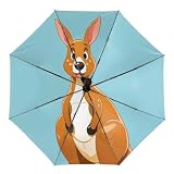 BTCOWZRV Cartoon Kangaroo Windproof Travel Umbrella