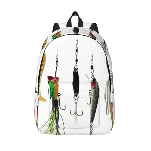 Sac à dos d'infirmière imprimé appâts de pêche avec compartiment ordinateur portable