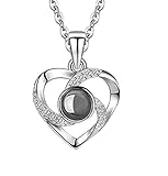 Hantaostyle I Love You 100 Languages Necklaces for Women Gift for Women/Girl/Daughter/Wife (925 silver heart-shaped silver)
