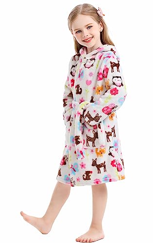 Toddler Robes Cute Pattern Bathrobe Unisex Kids Robe Baby Flannel Hoodie Pajamas Sleepwear4