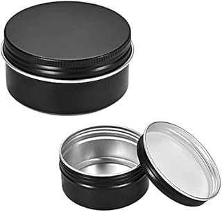 EuisdanAA 12 paczek 2,7 uncji Okrągłe puszki aluminiowe Puszka z zakrętką Metalowe wieczka Pojemniki na rzemiosło, kosmetyki, cukierki Czarne 80 ml(Paquete de 12 latas redondas de aluminio de 2.7 oz