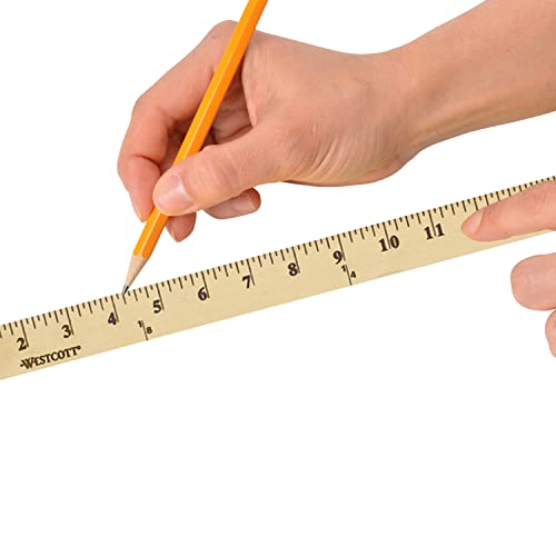 Westcott 10425 Wooden Yardstick With Brass Ends And Hang Holes, Clear Lacquer Finish #TOP6