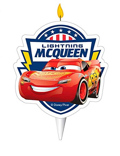 dekora - Bougies d'Anniversaire Originales, Bougie d'Anniversaire en 2D de Flash McQueen pour Gâteaux d'Enfants - 7,5 cm 346215 Multicolore