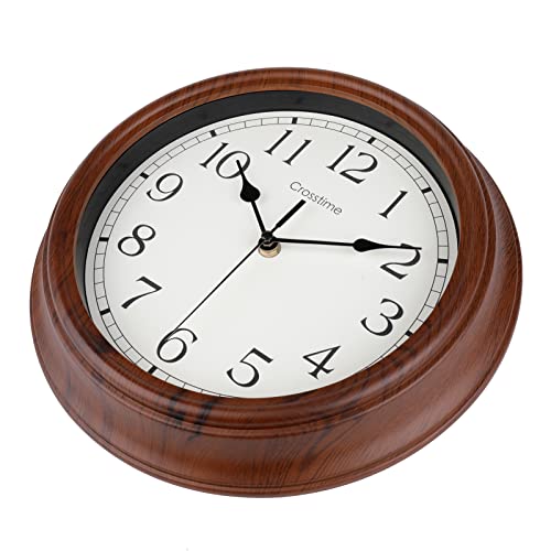 Wall Clock Retro 12 Inch Silent Non-Ticking Wood Wall Clocks Battery Operated Quartz Analog Classic Clock Decorative For Home Bedroom Bathroom Living Room Office School,Brown #TOP2