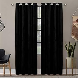 Oxford Homeware Crushed Velvet Eyelet Grey Curtains Super Soft Lined Blackout Curtains Bedroom, Living Room, Kitchen Pair Panels + 2 Tie Backs (90 x 90 (228cm x 228cm))