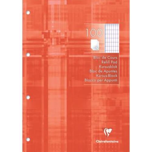 Lot de 5 Bloc feuillets Metric A4, 100 feuilles perforées encollées 90 g/m², coloris blanc, quadrillé 4x8