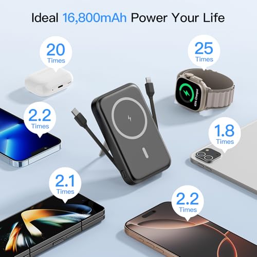 VTIAEK 16800mAh Magnetic Power Bank with Built-in Cables for iPhone Series - image 2