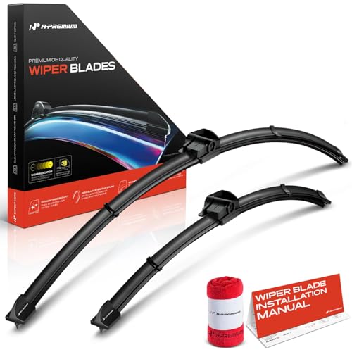 A-Premium Pack of 2 Windshield Wiper Blades with Wear Indicator & Towel - Compatible with BMW 640i, 650i, M6, 640i 650i xDrive, Alpina B6 xDrive Gran Coupe - 26