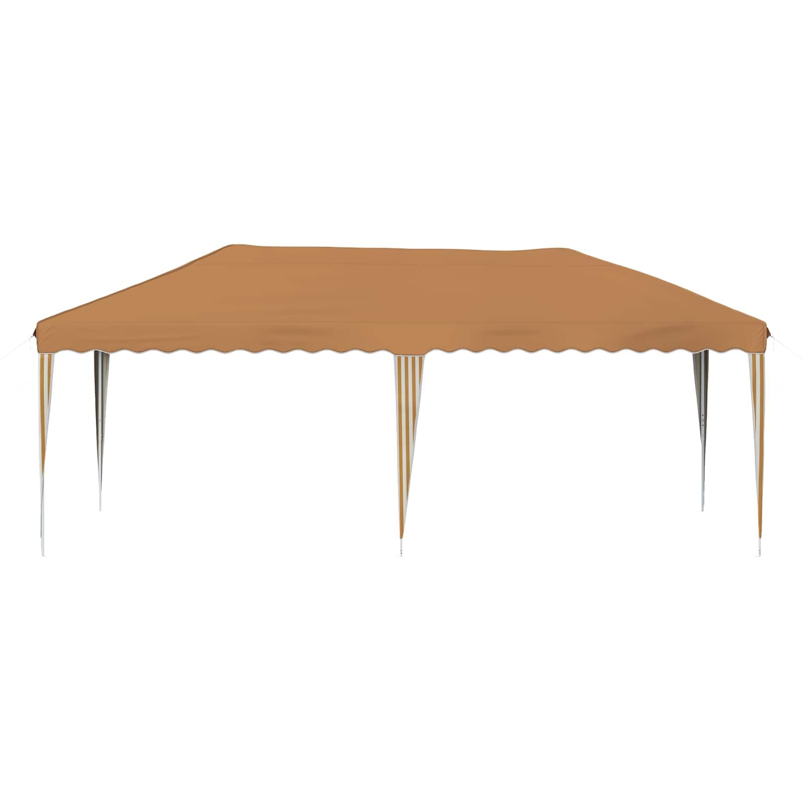 Namiot imprezowy Pop-up, beżowy, 575 x 290 x 245 cm, z malowaną proszkowo stalową ramą, odporny na warunki atmosferyczne, odporny na działanie promieni UV i z regulacją wysokości, składany, do