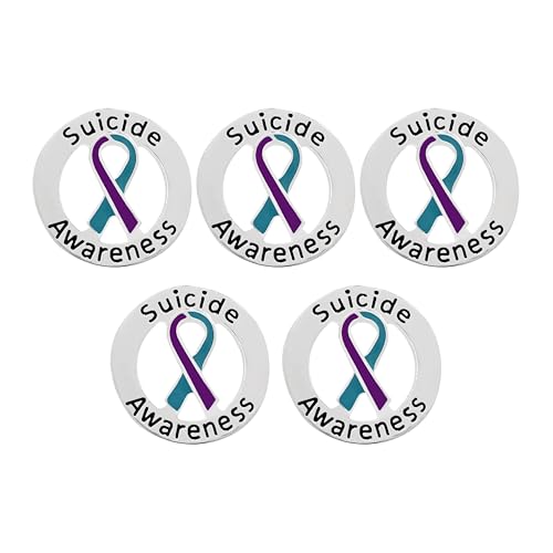 Image of Suicide Awareness and Prevention Pin - Bulk Packs - Variety Pack of Teal & Purple Ribbon Pin Perfect for Support Groups, Gift-Giving and Fundraising