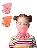 Kiiwah 2 Pièces Cache Cou Enfant Fin, Tour de cou Printemps Été Respirant Snood pour Fille Garcon Multifonction Echarpe pour Sports Cyclisme (Rose, Orange)