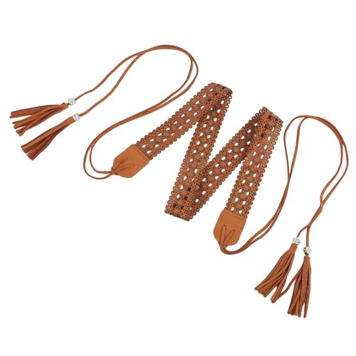 Boho Braid Skinny Belt for Women, Western Cowgirl Handwoven Boho with Tassels, Adjustable Brown Western Belt for Dresses, Vintage Casual for Women 7
