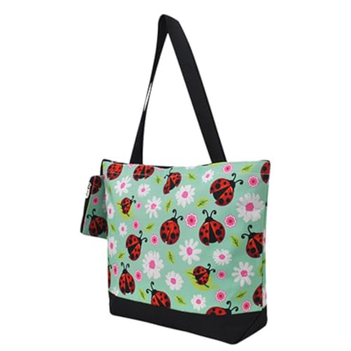 Image of NGIL Medium Top Zipper Closure Canvas Tote Bag with Attached Matching Coin Purse For Moms and Nurses