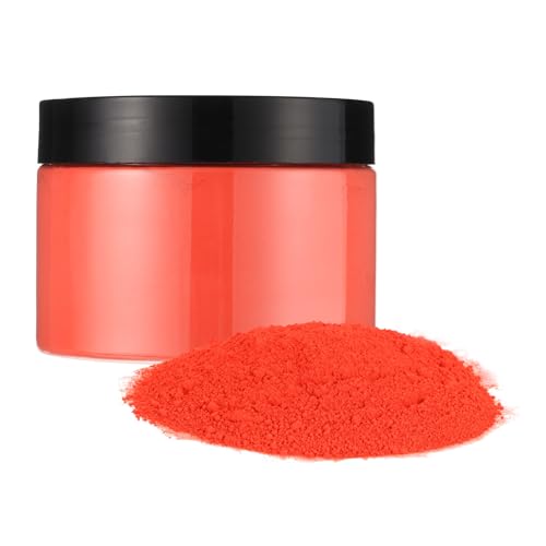 QUARKZMAN Polvo de Pigmento Fluorescente de 3.5oz (100g) para Uñas, Pigmento en Polvo Neón Hecho de Resina (a Base de Agua) para Tinta, Recubrimiento, Cuero, Naranja Rojo