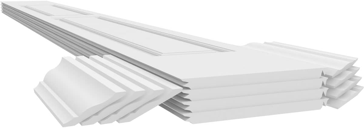 Ekena Millwork 12"W x 8'H Premium Square Non-Tapered Double Raised Panel PVC Endura-Craft Column Kit, Crown Capital & Base
