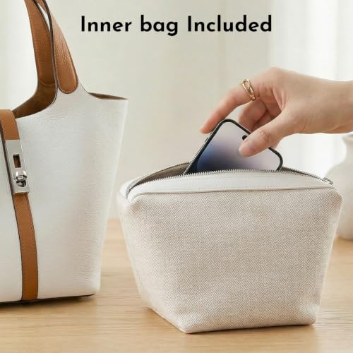 Image of Tote Bag for Women Vegan Leather Bucket Purse for Women Top Handle Handbag Shoulder Bag with Detachable Small Purse