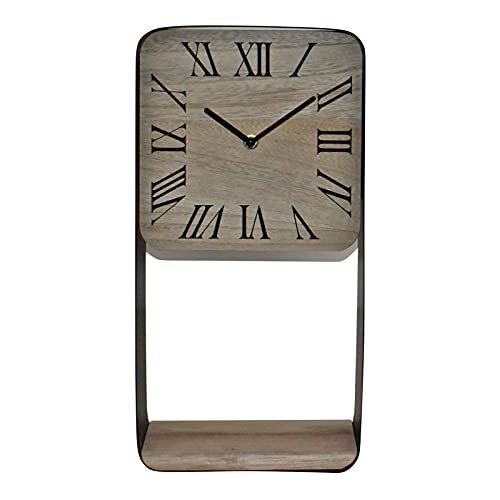 Image of HoitoDeals Metal Framed Freestanding Clock With Shelf For Home Item (1Pcs)